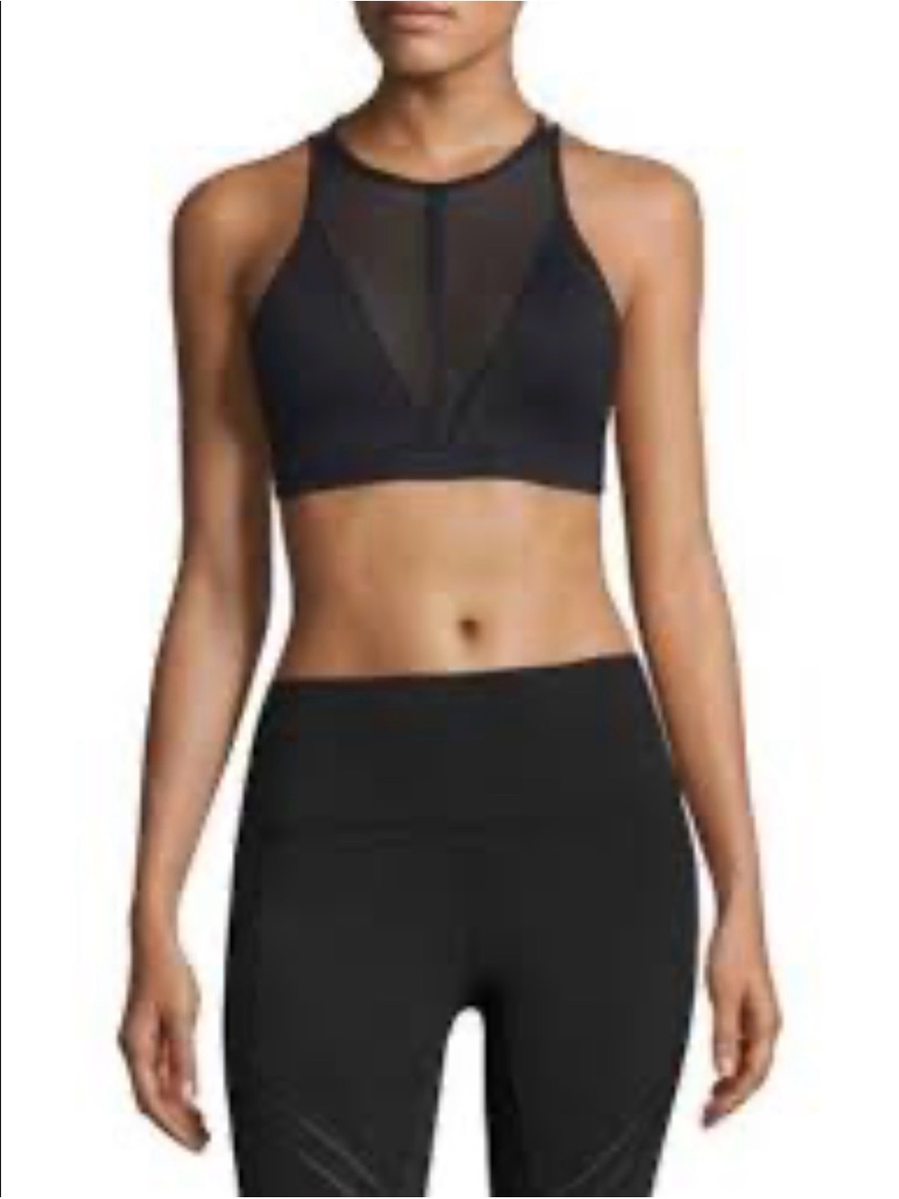 ALO Yoga Empower High Neck Mesh Yoga Bra In Black size Medium